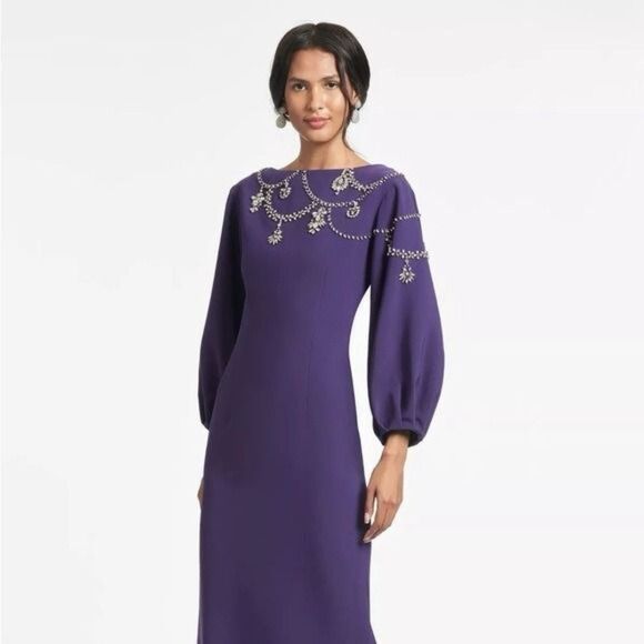 Sachin & Babi Giselle Gown Dress Amethyst Purple Crystal Embellished Size 0 NEW - Picture 9 of 10